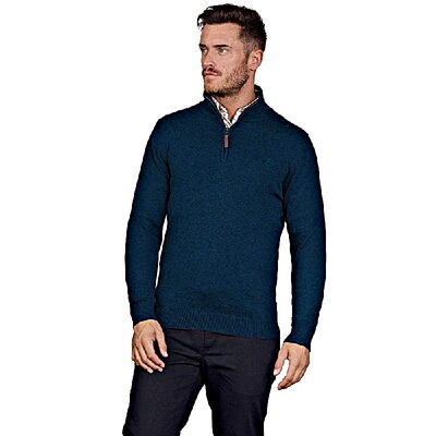 RAGING BULL KNITWEAR COTTON CASHMERE QUARTER ZIP FUNNEL NECK SWEATER