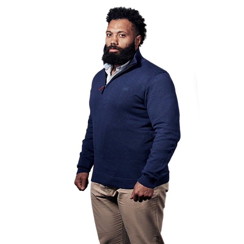 RAGING BULL KNITWEAR COTTON CASHMERE QUARTER ZIP FUNNEL NECK SWEATER