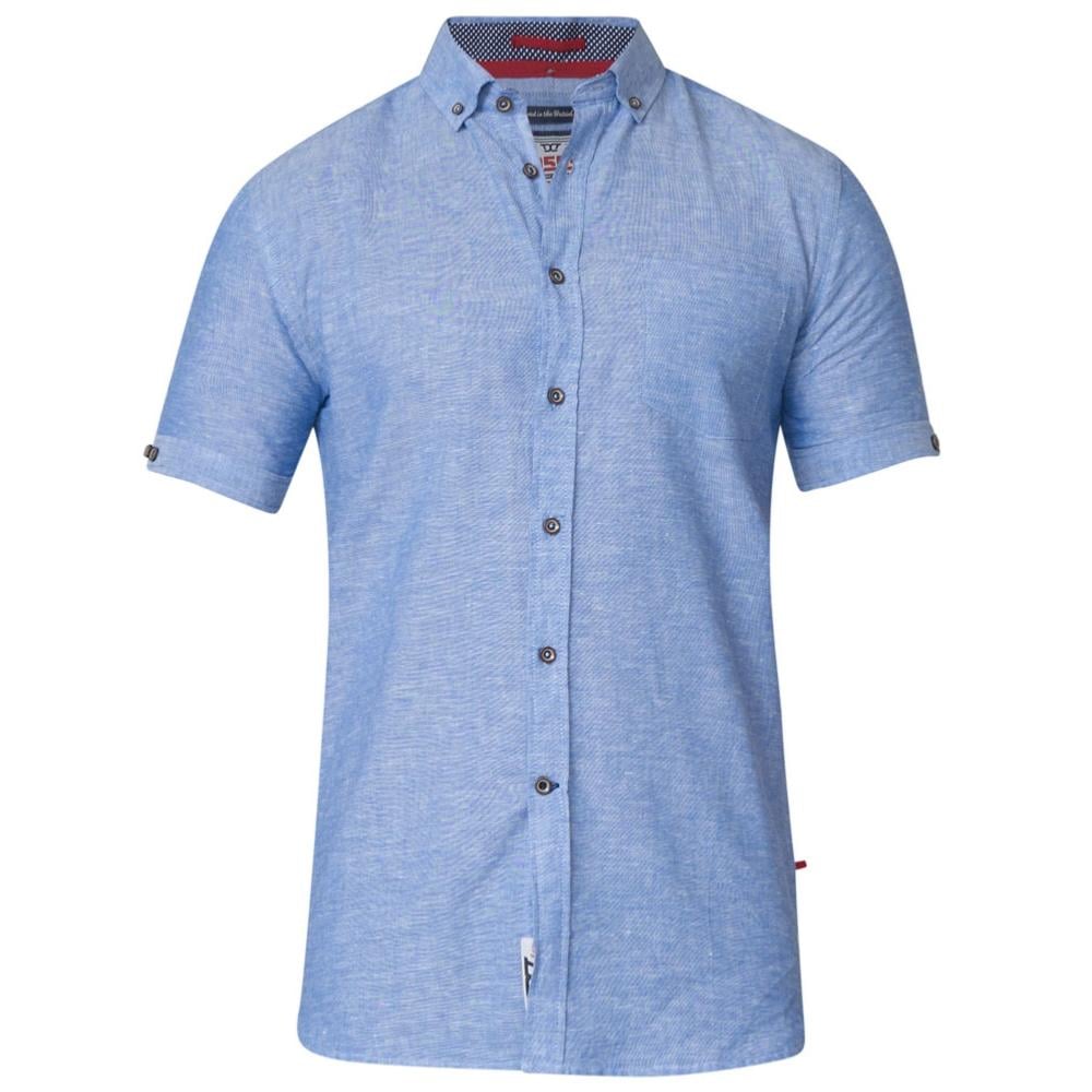 D555 Eric Linen-Cotton Short Sleeve Shirt Blue