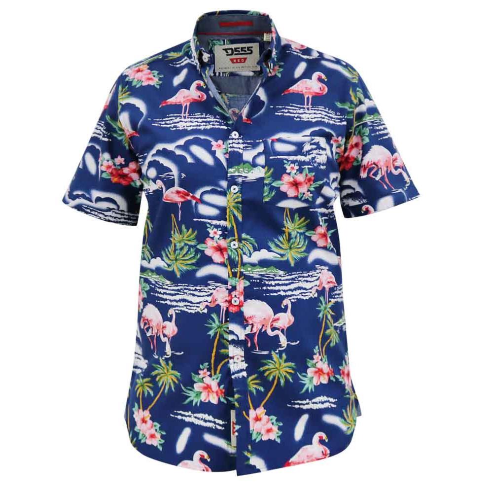 D555 DURHAM FLAMINGO PRINT HAWAIIAN COTTON SHIRT