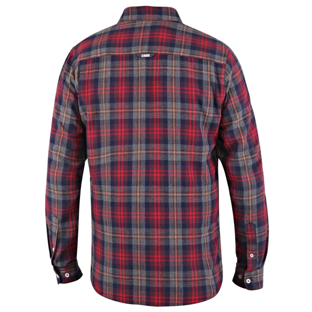 D555 ABBOT LONG SLEEVE FLANNEL CHECK SHIRT WITH CHEST POCKET RED/NAVY