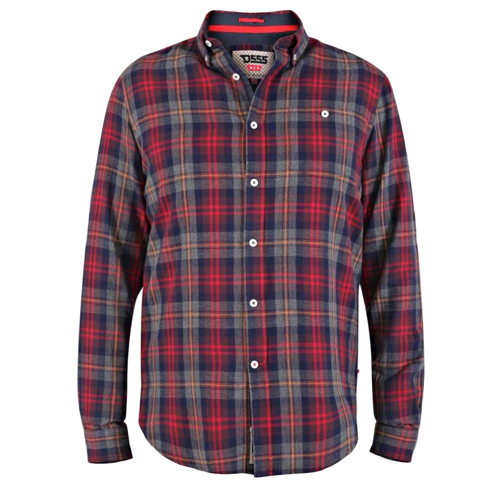 D555 ABBOT LONG SLEEVE FLANNEL CHECK SHIRT WITH CHEST POCKET RED/NAVY
