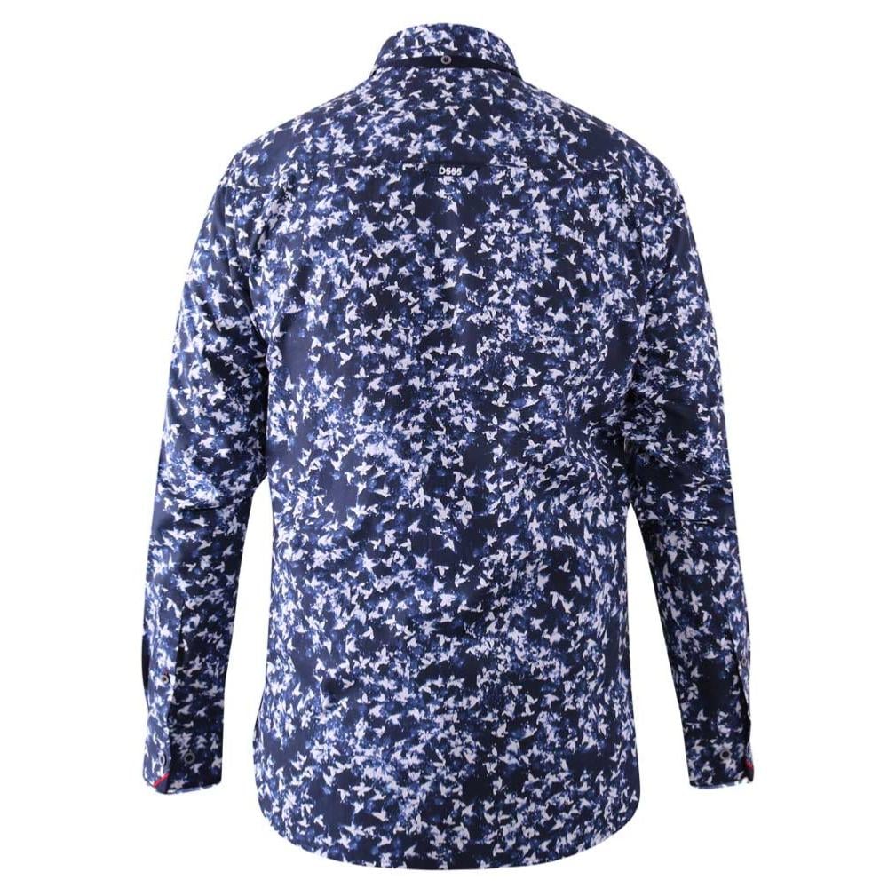 D555 HARROW LONG SLEEVE PURE COTTON ALL OVER PRINT SHIRT BLUE