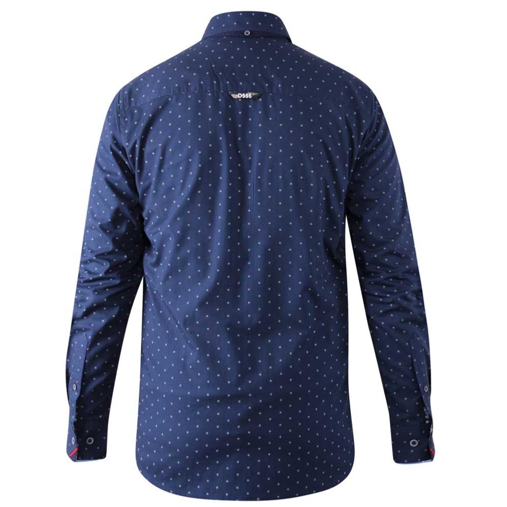 D555 CHILTON LONG SLEEVE PURE COTTON ALL OVER PRINT SHIRT NAVY