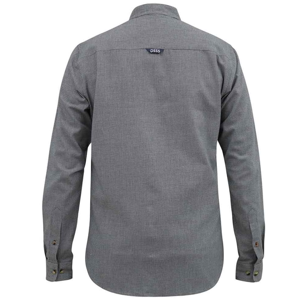 D555 JERRY LONG SLEEVE GRANDAD SHIRT WITH MICRO DOG TOOTH CHECK
