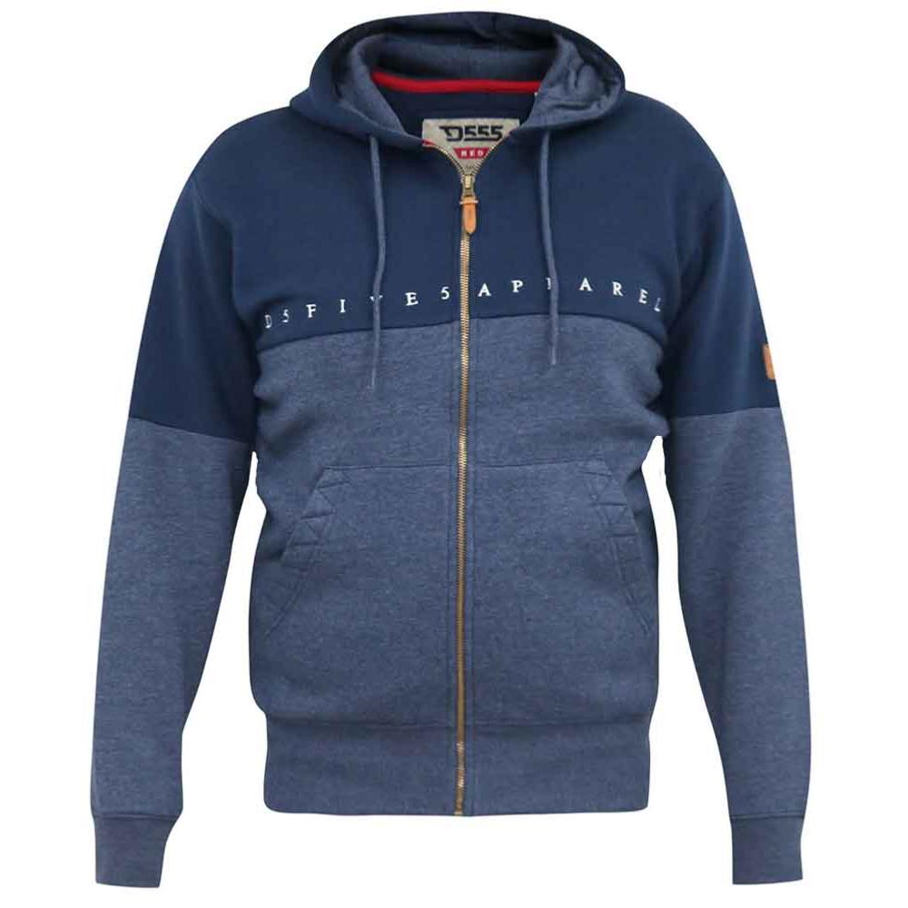 D555 MORETON FULL ZIP HOODY WITH CHEST EMBROIDERY NAVY DENIM MARL