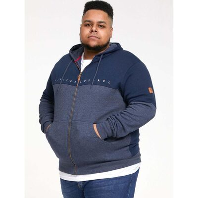 D555 MORETON FULL ZIP HOODY WITH CHEST EMBROIDERY NAVY DENIM MARL