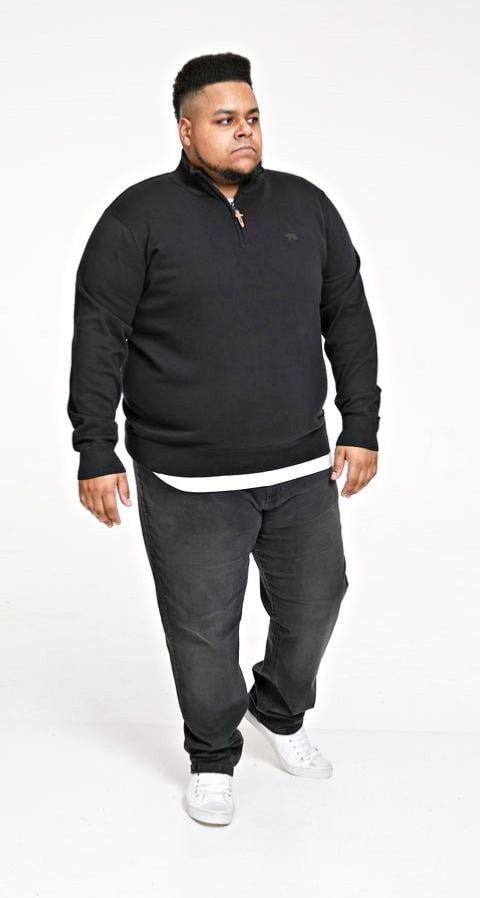 D555 GIUSEPPE QUARTER ZIP LIGHTWEIGHT COTTON SWEATER BLACK