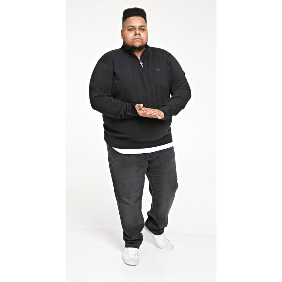 D555 GIUSEPPE QUARTER ZIP LIGHTWEIGHT COTTON SWEATER BLACK