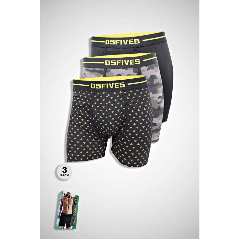 D555 SYLVESTER 3 PACK COTTON STRETCH PRINTED BOXER SHORTS