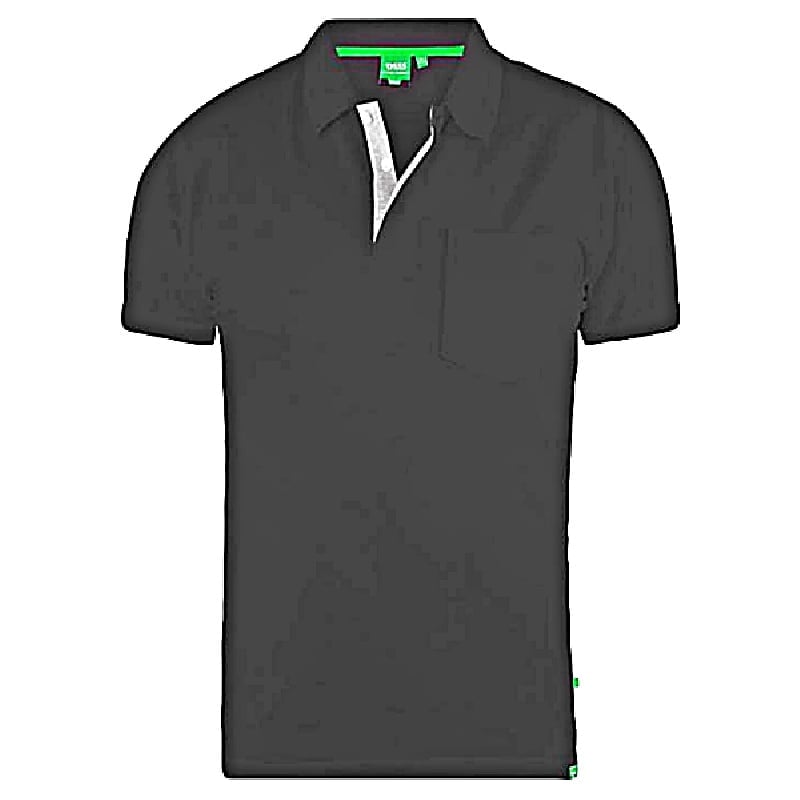 D555 GRANT KINGSIZE COTTON PIQUE POLO WITH POCKET BLACK