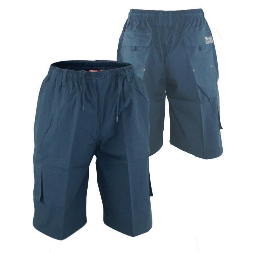 D555 NICK LIGHTWEIGHT CARGO SHORTS WITH ELASTICATED STRETCH WAISTBAND NAVY