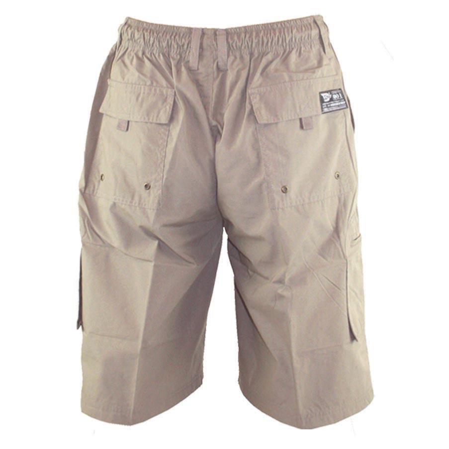D555 NICK LIGHTWEIGHT CARGO SHORTS WITH ELASTICATED STRETCH WAISTBAND SAND