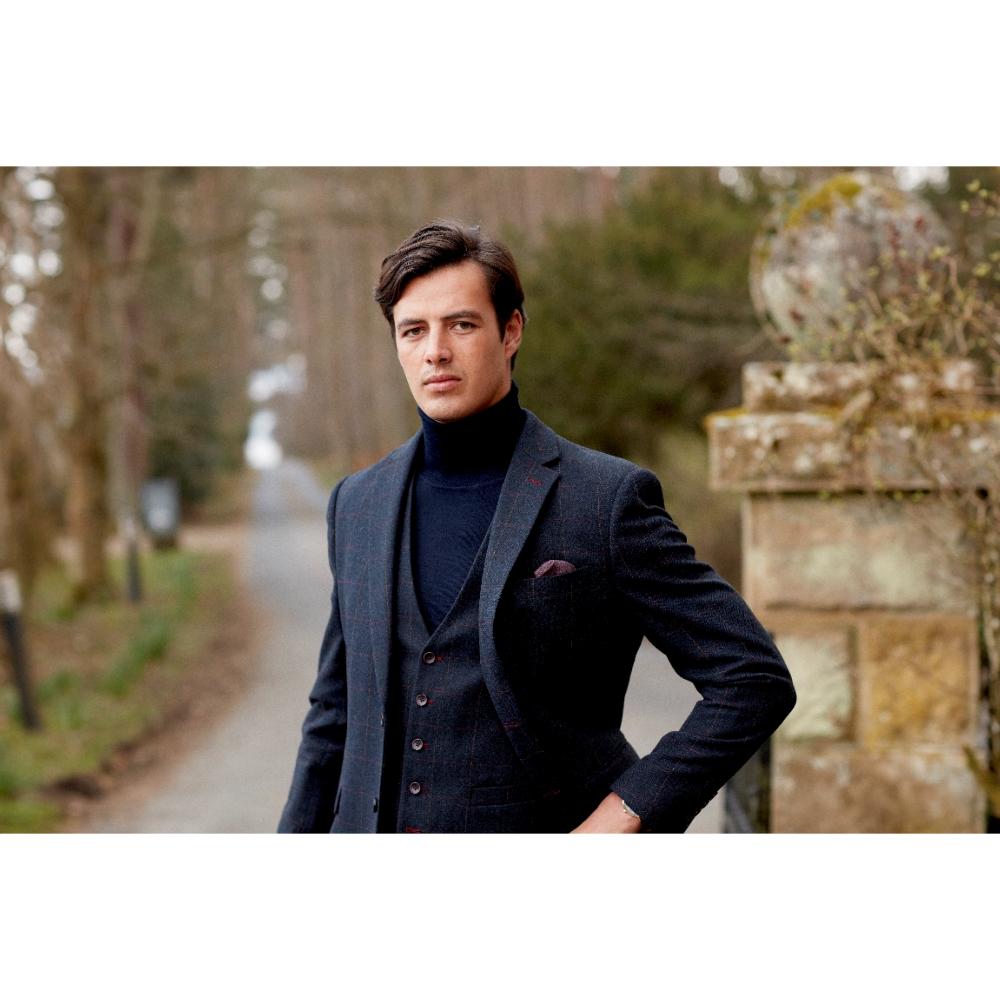SKOPES AIKEN WOOL BLEND JACKET NAVY RED CHECK