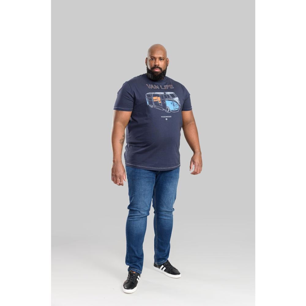 D555 COMPTON OFFICIAL LICENSED VW PRINT T-SHIRT VAN LIFE NAVY