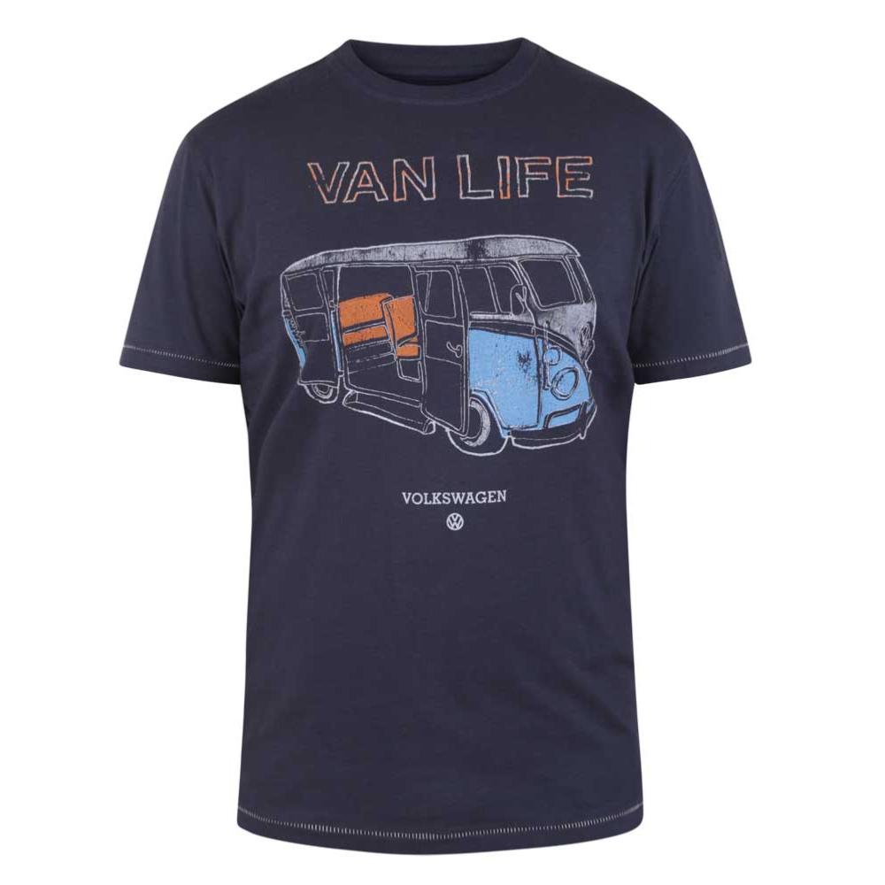 D555 COMPTON OFFICIAL LICENSED VW PRINT T-SHIRT VAN LIFE NAVY
