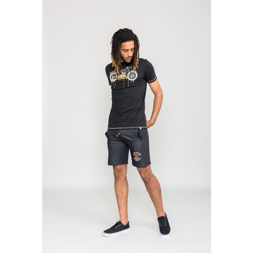 D555 ROCHESTER KINGSIZE MOTORBIKE ART PRINTED TEE SHIRT BLACK