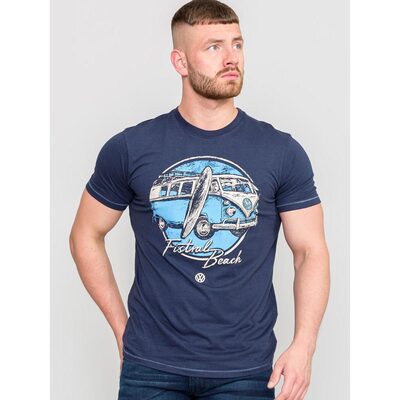 D555 WINTERTON OFFICIAL LICENSED VW CAMPERVAN TEE SHIRT NAVY