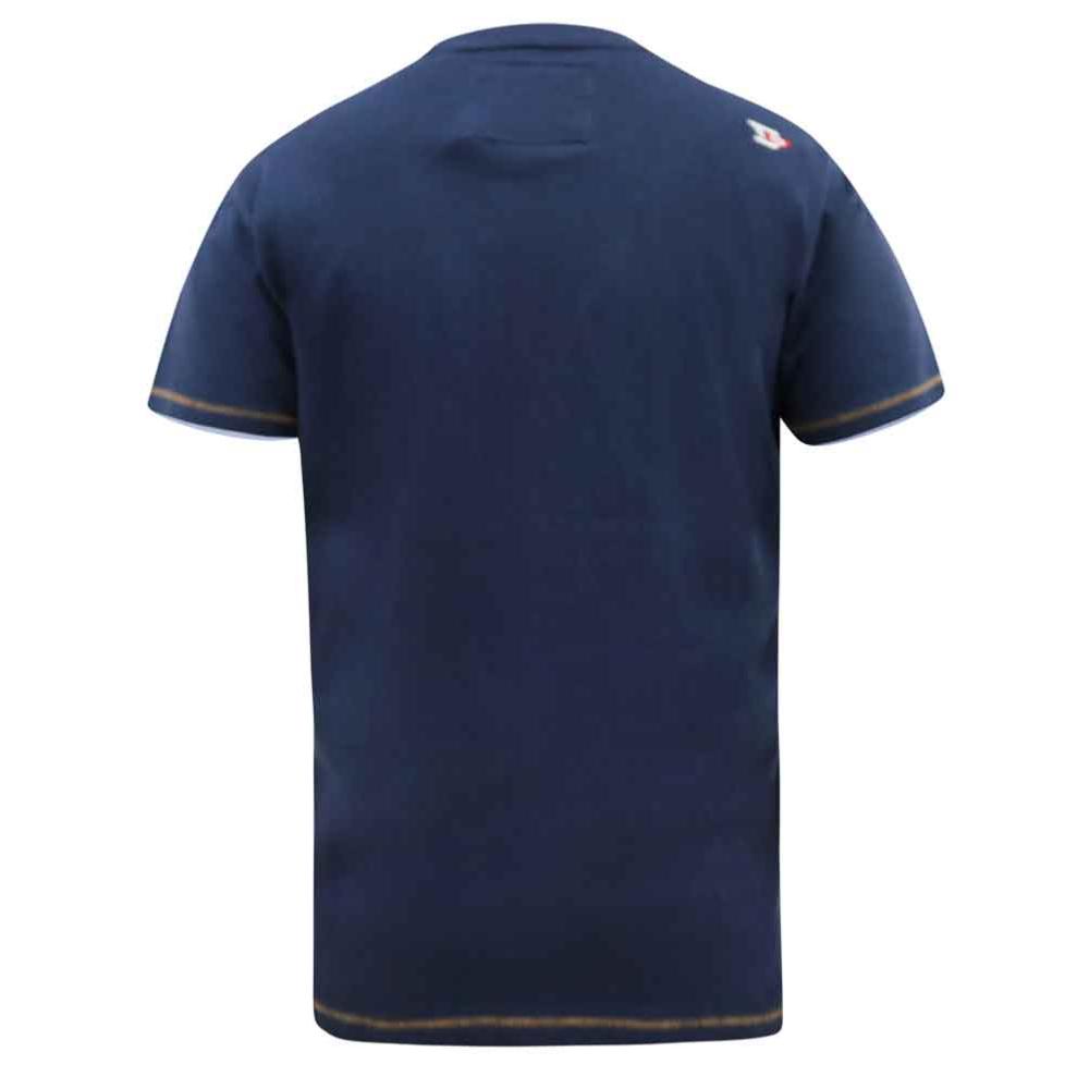 D555 PRESTWICK FLORIDA TROPICAL PRINT NATURAL COTTON TEE SHIRT NAVY