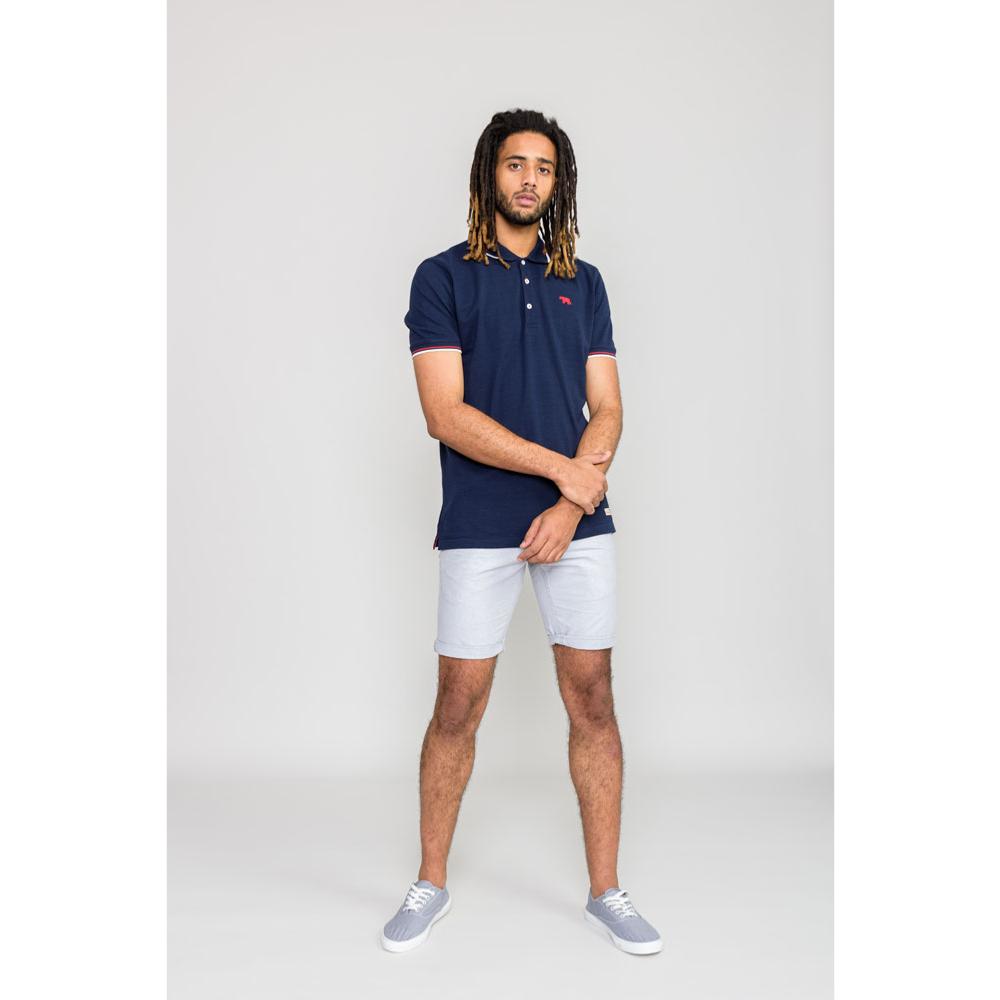 D555 STANBRIDGE COTTON POLO WITH CHEST EMBLEM AND TIPPED COLLAR N CUFFS NAVY