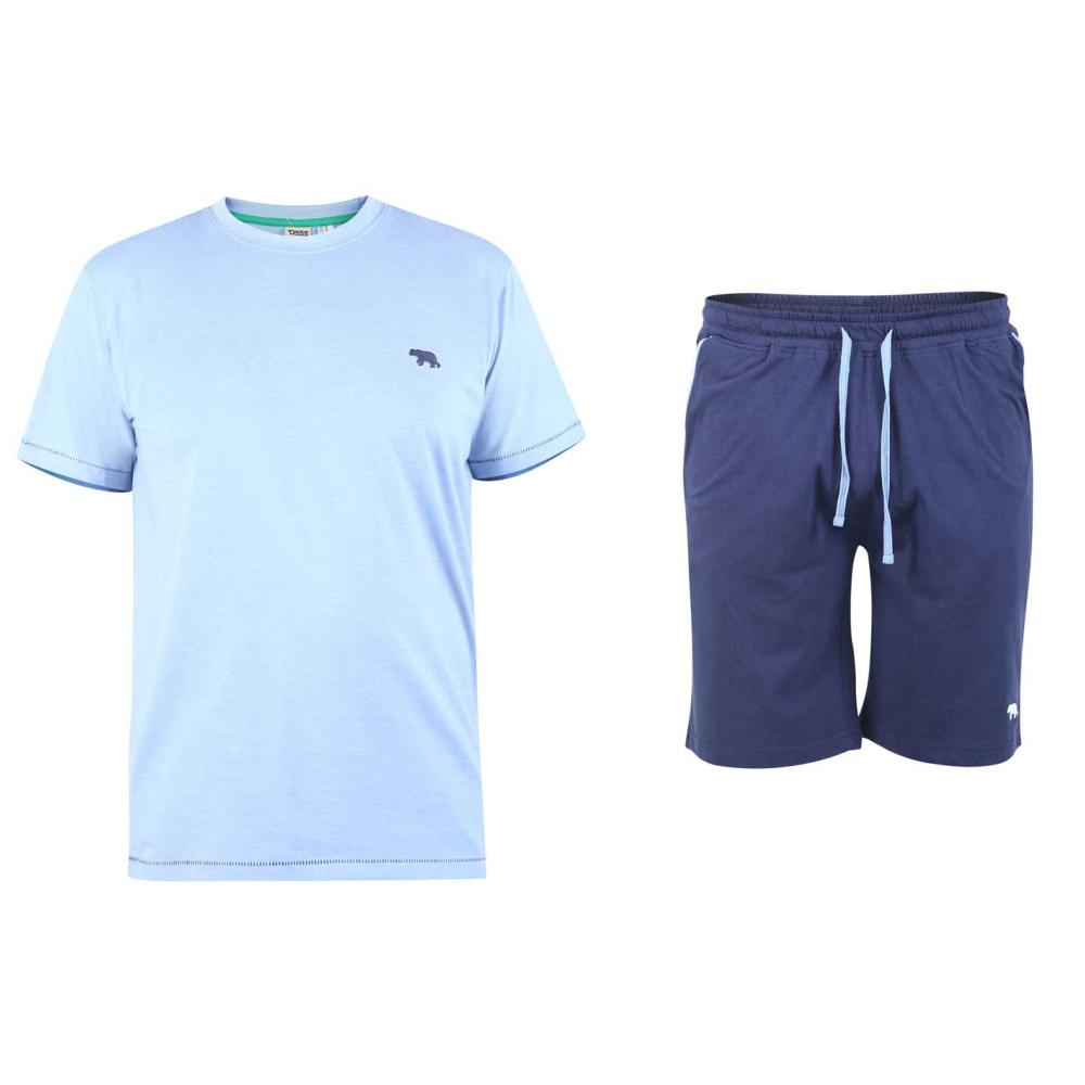 D555 STANMORE KINGSIZE JERSEY T-SHIRT AND SHORTS PYJAMA SET NAVY/BLUE