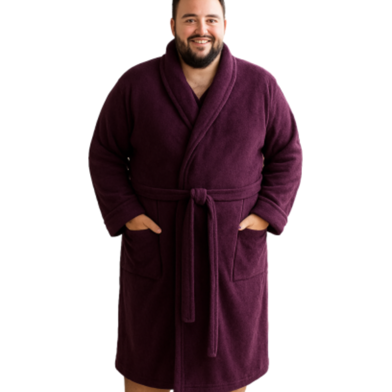 ESPIONAGE BURGUNDY FLEECE DRESSING GOWN