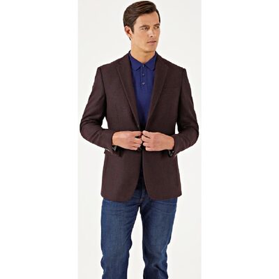 SKOPES BARON WOOL BLEND TEXTURED SPORTS JACKET BERRY