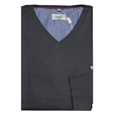 NORTH 56'4 COTTON VEE NECK SWEATER BLACK