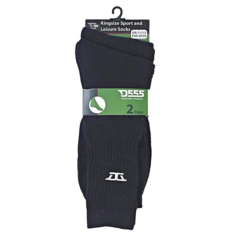 D555 Logan Big Mans 2 Pack Sports and leisure Sock Black