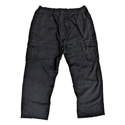 ESPIONAGE TALL FIT COTTON TWILL ELASTICATED WAIST CARGO TROUSERS BLACK