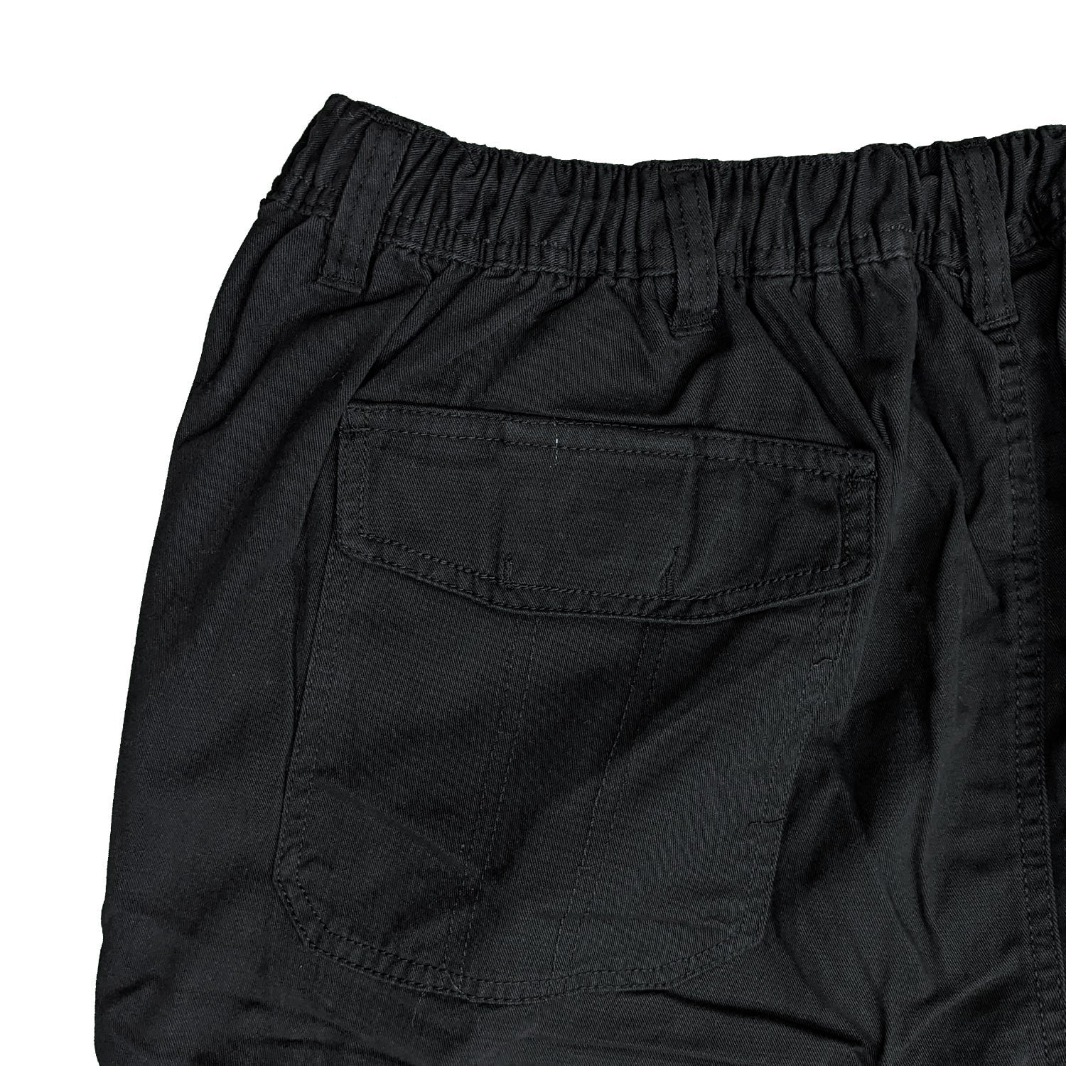 ESPIONAGE BIG MANS COTTON TWILL ELASTICATED WAIST CARGO TROUSERS BLACK TR052