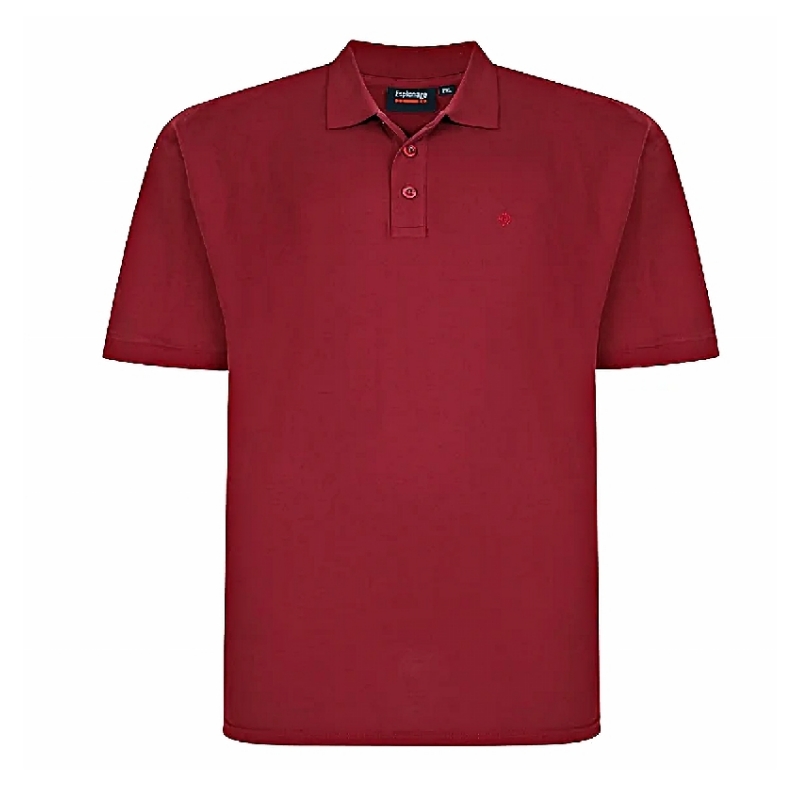 ESPIONAGE Natural Cotton Plain Pique Polo Shirt Deep Red PO74