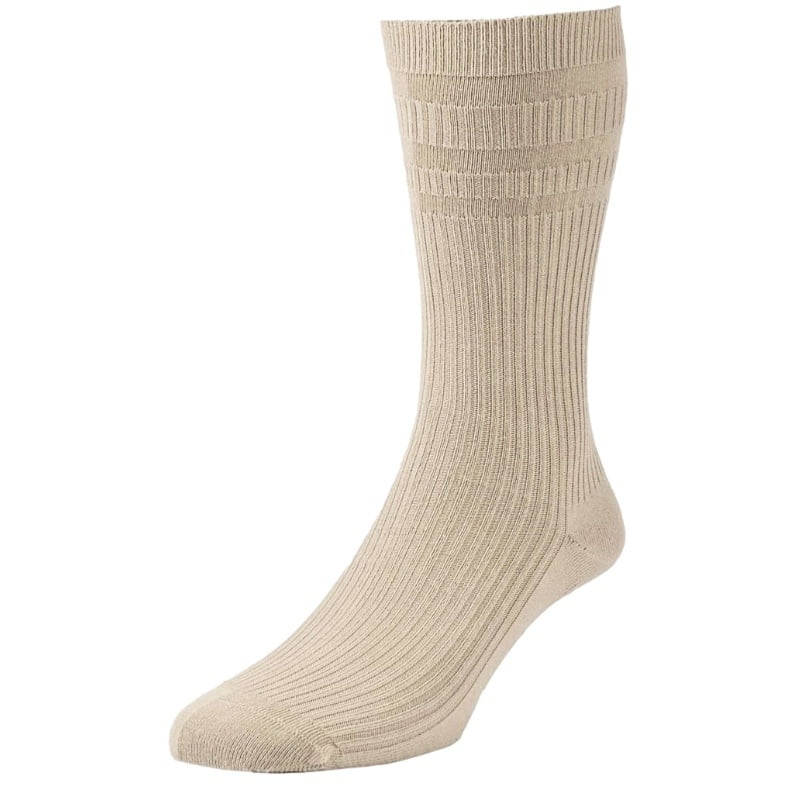 HJ HALL Large Mens Soft Top Cotton Socks Oatmeal HJ91