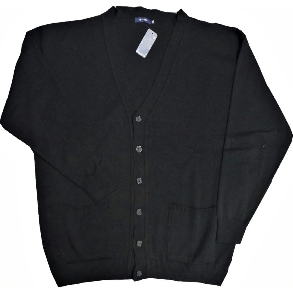 INVICTA BIG MENS CLASSIC BUTTON THROUGH CARDIGAN BLACK