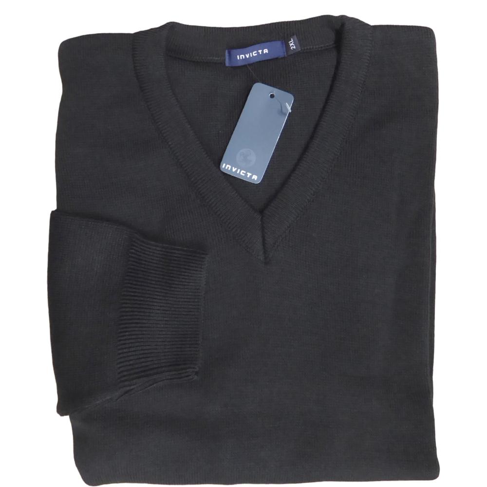 INVICTA PLAIN CLASSIC VEE NECK SWEATER BLACK