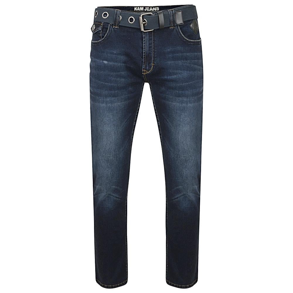 KAM BIG MENS MOONLIGHT WASH STRETCH JEANS WITH CANVAS BELT GARCIA