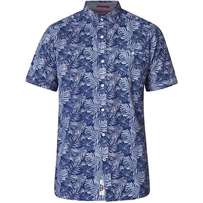 D555 SHELDON LEAF PRINT COTTON SHIRT NAVY