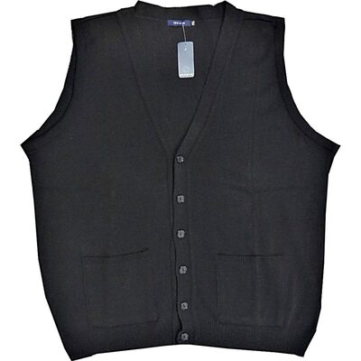 INVICTA BIG MENS BUTTON THROUGH KNITTED WAISTCOAT BLACK