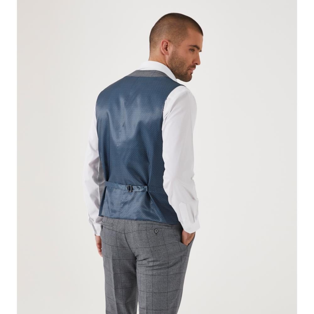 SKOPES REECE TAILORED HERITAGE CHECK WAISTCOAT BLUE CHECK