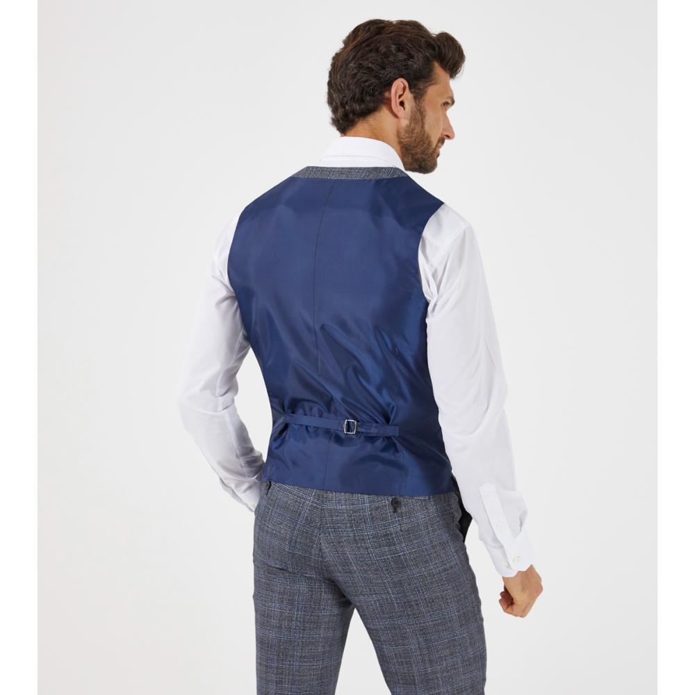 SKOPES ACARO LYFCYCLE SUIT RANGE GREY AND BLUE CHECK WAISTCOAT