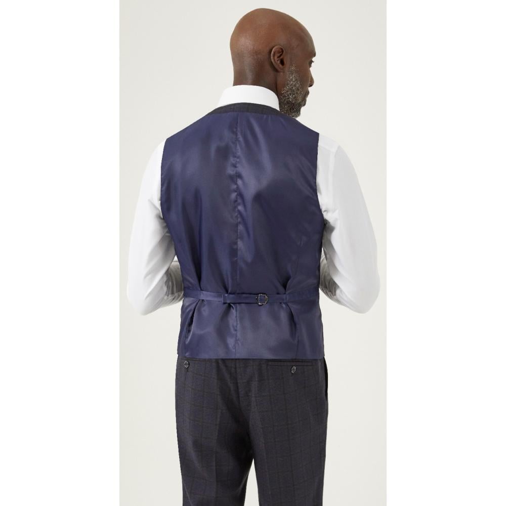 SKOPES CURRY TAILORED CHECK WAISTCOAT NAVY RUST