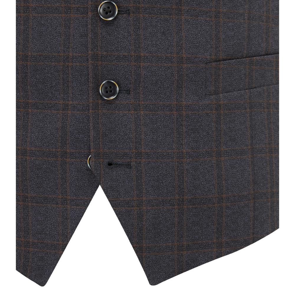 SKOPES CURRY TAILORED CHECK WAISTCOAT NAVY RUST