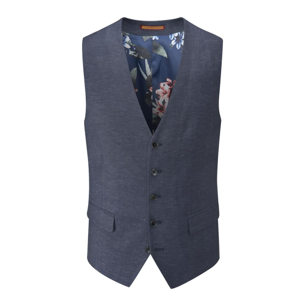 SKOPES CARLO LINEN BLEND WAISTCOAT NAVY