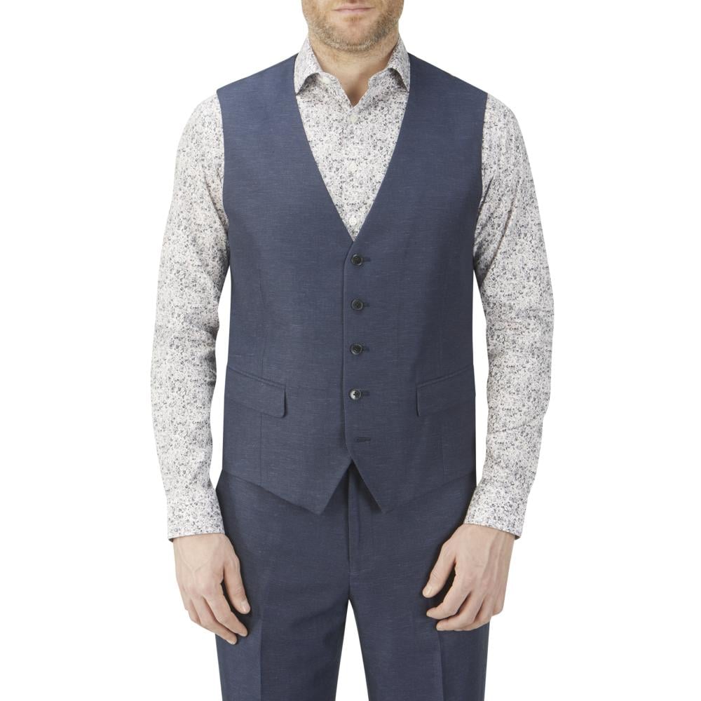 SKOPES CARLO LINEN BLEND WAISTCOAT NAVY