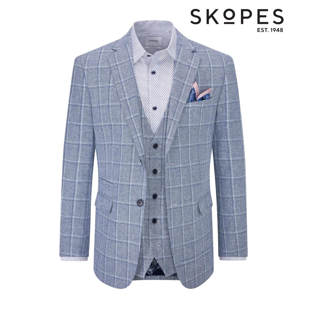 SKOPES LUMIS PALE BLUE CHECK LINEN / COTTON JACKET