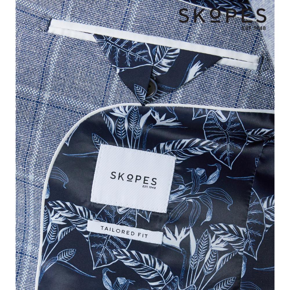 SKOPES LUMIS PALE BLUE CHECK LINEN / COTTON JACKET