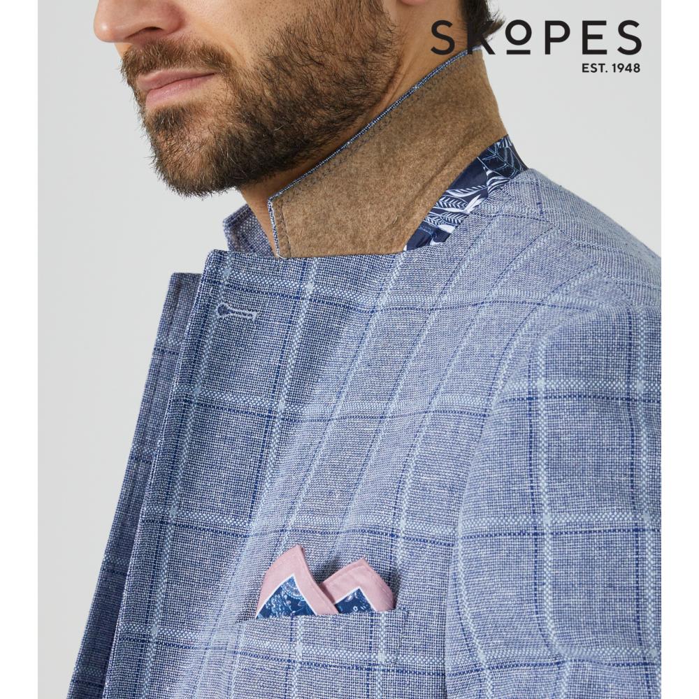 SKOPES LUMIS PALE BLUE CHECK LINEN / COTTON JACKET