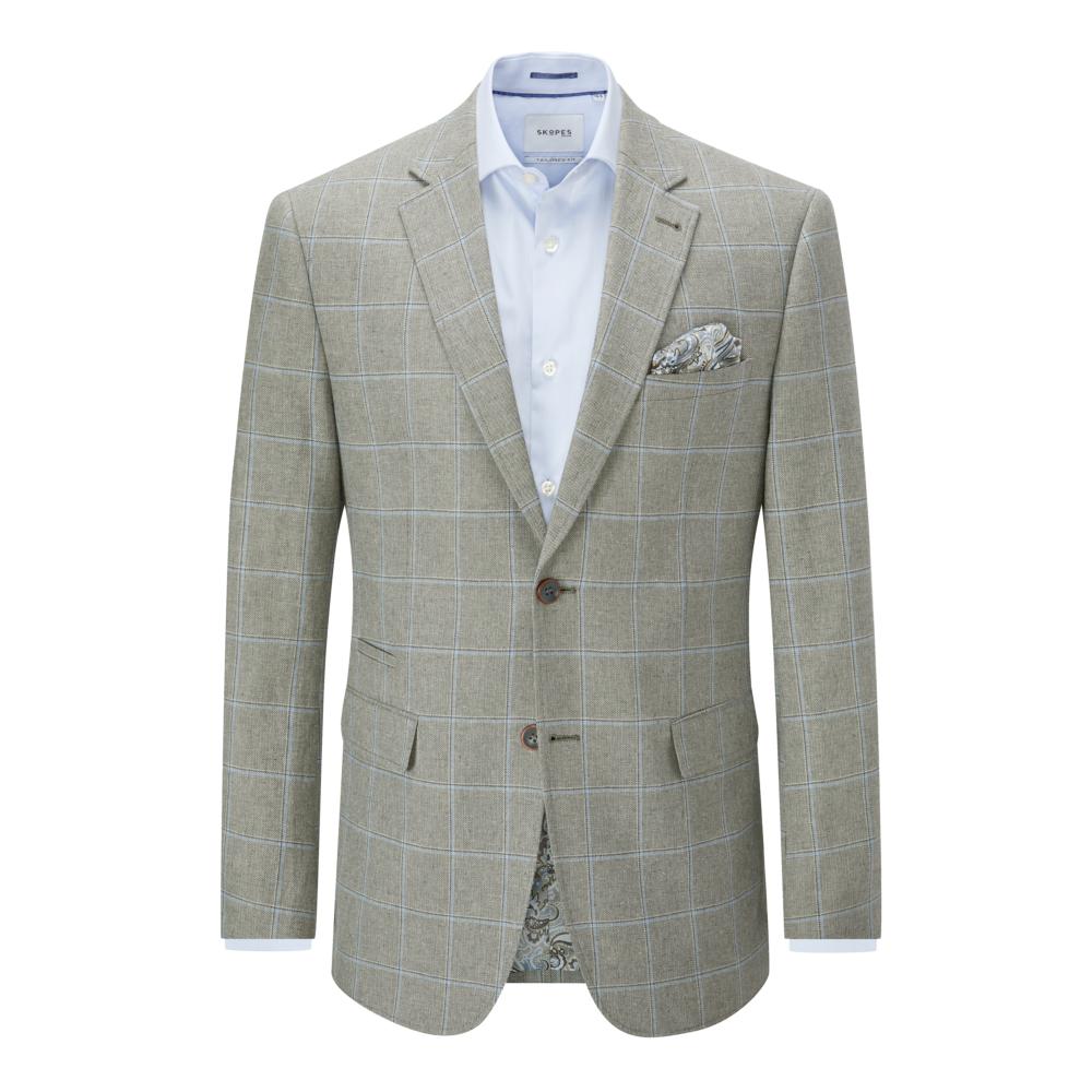 SKOPES LAZARRI LINEN BLEND CHECK JACKET SAGE / BLUE