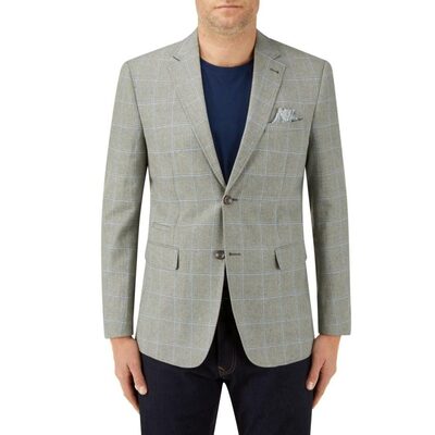 SKOPES LAZARRI LINEN BLEND CHECK JACKET SAGE / BLUE