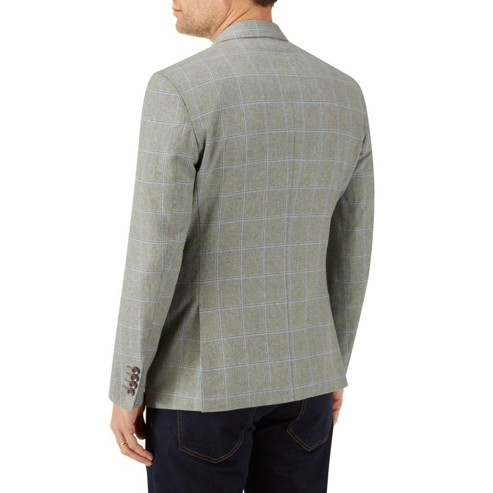 SKOPES LAZARRI LINEN BLEND CHECK JACKET SAGE / BLUE